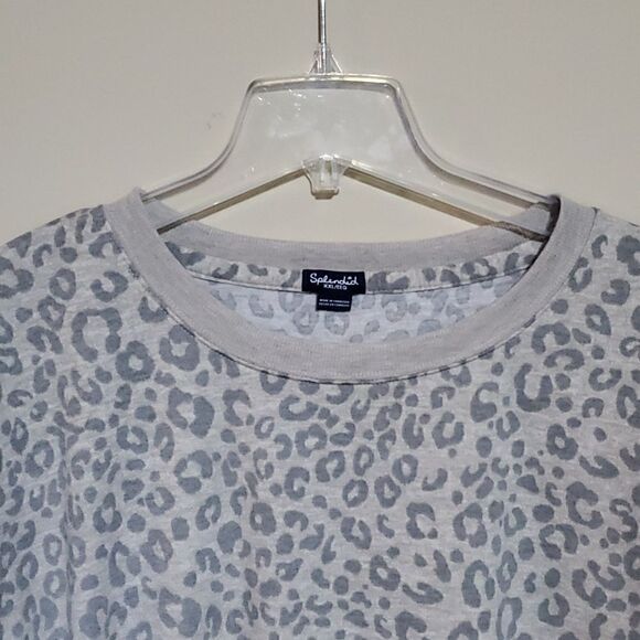 SPLENDID Oatmeal Leopard Print Sweatshirt - Size XXL - Picture 4 of 8